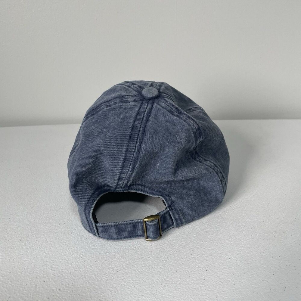 David and Young Distressed Smiley Face Graphic Hat Cap Blue Cotton One Size - Picture 4 of 7
